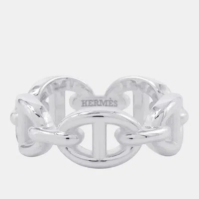 Pre-owned Hermes Chaine D'ancre Anchene Silver 925 Ring Size 49
