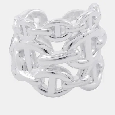 Pre-owned Hermes Chaine D'ancre Anchene Silver 925 Ring Size 49