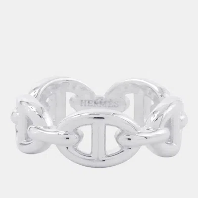 Pre-owned Hermes Chaine D'ancre Anchene Silver 925 Ring Size 51