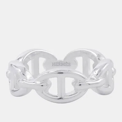 Pre-owned Hermes Chaine D'ancre Anchene Silver 925 Ring Size 53