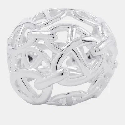 Pre-owned Hermes Chaine D'ancre Anchene Sterling Silver Ring Tgm