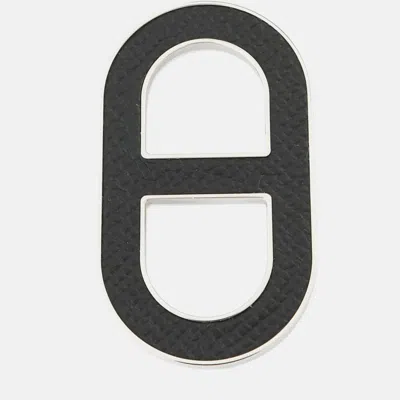 Pre-owned Hermes Chaine D'ancre Brooch Black Metal Epsom