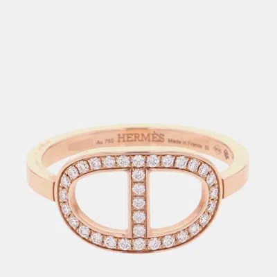 Pre-owned Hermes Chaine D'ancre Contour 18k Pink Gold Ring Size 55