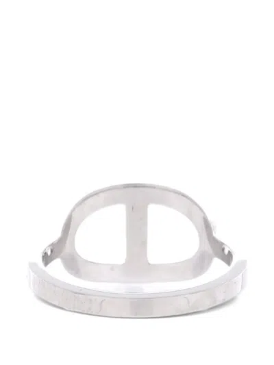 Pre-owned Hermes Chaine D'ancre Contour 18k White Gold And Diamonds Medium Ring In Silver