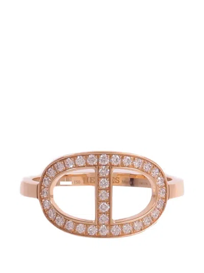 Pre-owned Hermes Chaine D'ancre Contour Diamond Ring In Pink