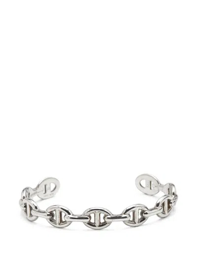 Pre-owned Hermes Chaine D'ancre Cuff Bracelet In Silver