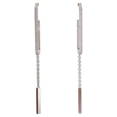 Pre-owned Hermes Chaine D'ancre Diamond 18k White Gold Dangling Earrings