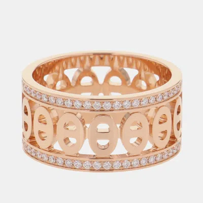 Pre-owned Hermes Chaine D'ancre Divine Ring Size 51/#11 Pm 00051 18k Pink Gold