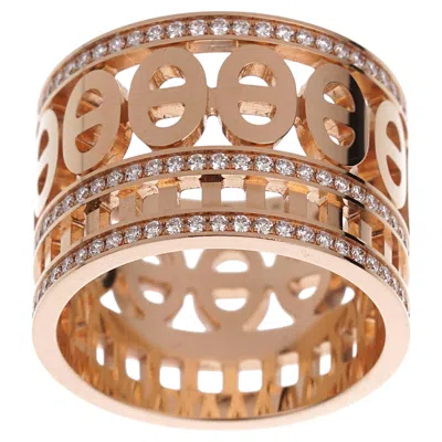 Pre-owned Hermes Chaine D'ancre Divine Rose Gold Diamond Ring Sz 6 1/2 In Red