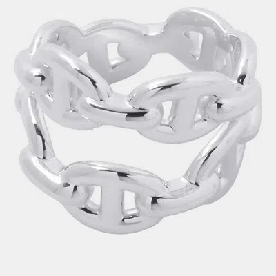 Pre-owned Hermes Chaine D'ancre Double Row Size 49 Silver Women's Ring