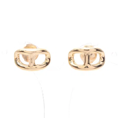 Pre-owned Hermes Chaîne D'ancre Earrings K18yg Yellow Gold