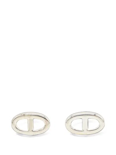 Pre-owned Hermes Chaine D'ancre Earrings In Silver