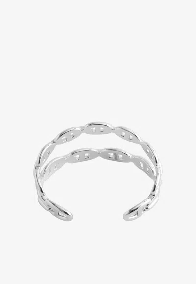 Hermes Chaine D'ancre Enchaînée Bracelet In Silver In Purple