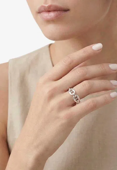Hermes Chaine D'ancre Enchainee Pm Ring In Silver In Red