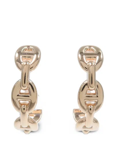 Pre-owned Hermes Chaine D'ancre Enchainee Post-back-fastening Earrings In Pink