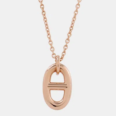 Pre-owned Hermes Chaine D'ancre Farandole 18k Pink Gold Necklace Size Pm