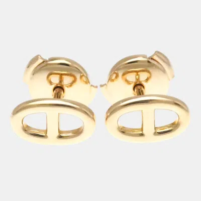 Pre-owned Hermes Chaine D'ancre Farandole 18k Rose Gold Stud Earrings