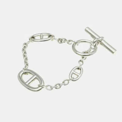 Pre-owned Hermes Chaine D'ancre Farandole Silver 925 No Stone Charm Bracelet Silver