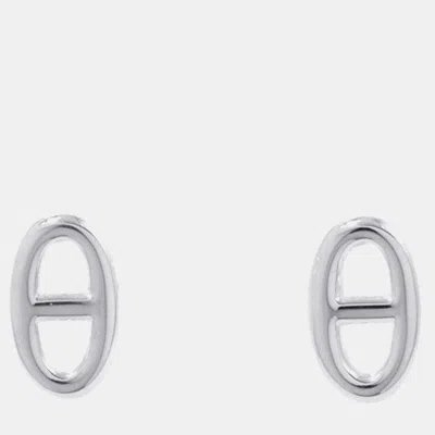 Pre-owned Hermes Chaine D'ancre Farandole Tpm Sterling Silver Earrings