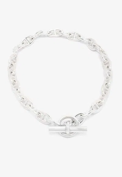 Pre-owned Hermes Chaine D'ancre Gm Necklace In Silver