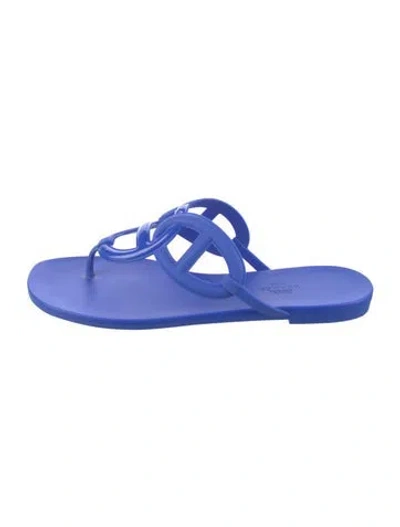 Pre-owned Hermes Chaîne D'ancre Insignia Rubber Slides In Blue