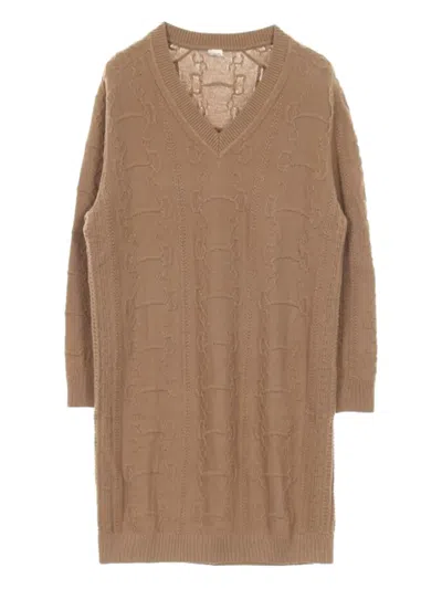 Pre-owned Hermes Chaîne D'ancre Knitted Dress In Brown