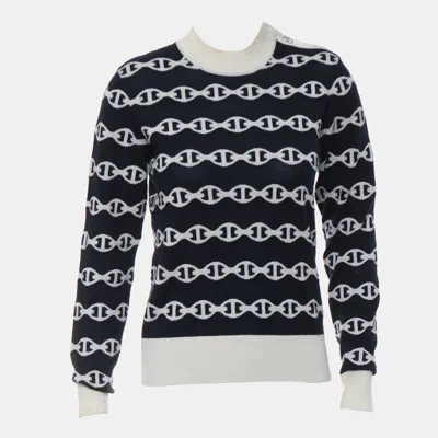 Pre-owned Hermes Chaîne D'ancre Long Sleeve Sweater In Navy Blue