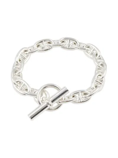 Pre-owned Hermes Chaîne D'ancre Mm Bracelet In Silver