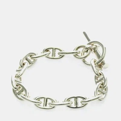 Pre-owned Hermes Chaine D'ancre Mm Silver 925 Charm Bracelet Silver