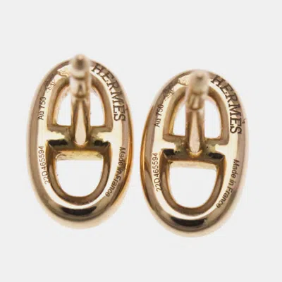 Pre-owned Hermes Chaine D'ancre No Stone Pink Gold 18k Stud Earrings Pink Gold