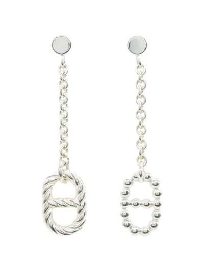 Pre-owned Hermes Chaîne D'ancre Parade Earrings In Silver