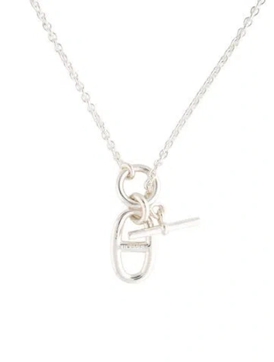 Pre-owned Hermes Chaine D'ancre Pendant Necklace, 16" In Multicolor