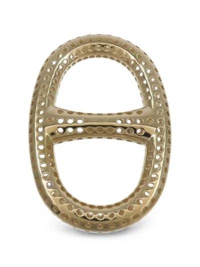 Pre-owned Hermes Chaine D'ancre Perforée Scarf Ring In Gold