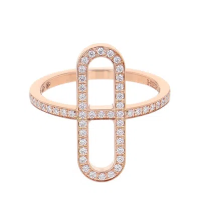 Pre-owned Hermes Chaine D'ancre Pink Gold (18k) Band Ring ()