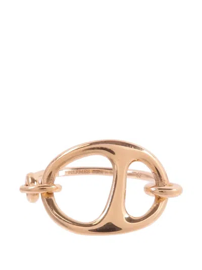 Pre-owned Hermes Chaine D'ancre Punk Ring In Gold