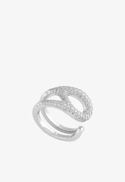 Hermes Chaine D'ancre Punk Ring Mm In White Gold With Diamonds In Purple