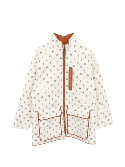 Pre-owned Hermes Chaîne D'ancre Reversible Coat In White
