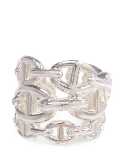 Pre-owned Hermes Chaine D'ancre Ring In Silver