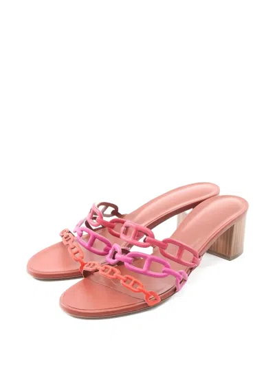 Pre-owned Hermes Chaine D'ancre Sandals In Pink