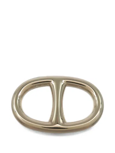 Pre-owned Hermes Chaine D'ancre Scarf Ring In Gold