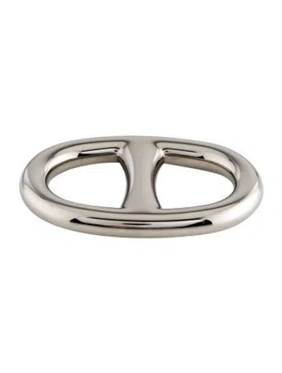 Pre-owned Hermes Chaine D'ancre Scarf Ring In Silver