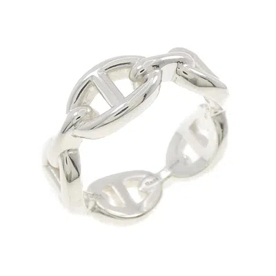 Pre-owned Hermes Chaine D'ancre Silver 925 Band Ring ()