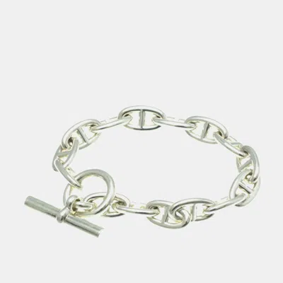 Pre-owned Hermes Silver 925 Chaine D'ancre Charm Bracelet