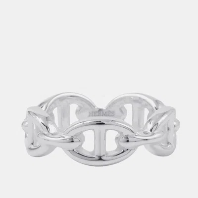 Pre-owned Hermes Chaine D'ancre Silver 925 Ring Pm Eu 54