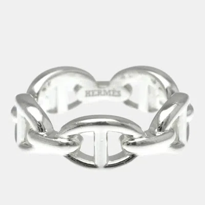 Pre-owned Hermes Chaine D'ancre Silver Fashion No Stone Band Ring Silver Eu 52
