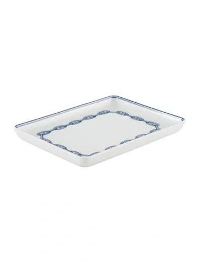 Pre-owned Hermes Chaîne D'ancre Small Tray In White