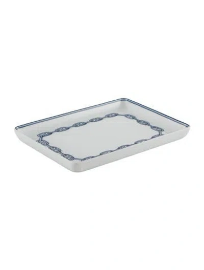 Pre-owned Hermes Chaîne D'ancre Small Tray In White