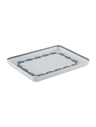 Pre-owned Hermes Chaîne D'ancre Small Tray In White