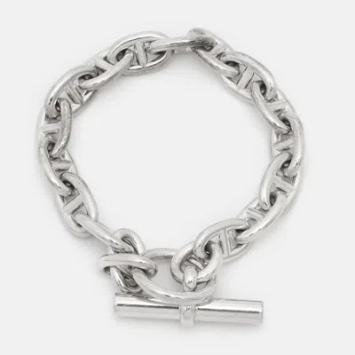 Pre-owned Hermes Hermès Chaine D'ancre Sterling Silver Medium Model Bracelet