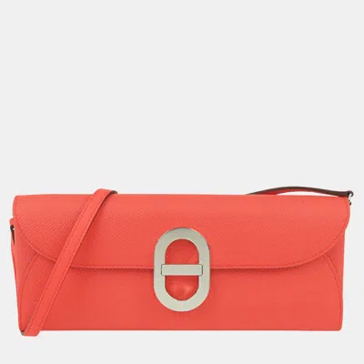 Pre-owned Hermes Chaine D'ancre To Go Rose Texas Epsom Calfskin Leather Wallet Bag In Pink